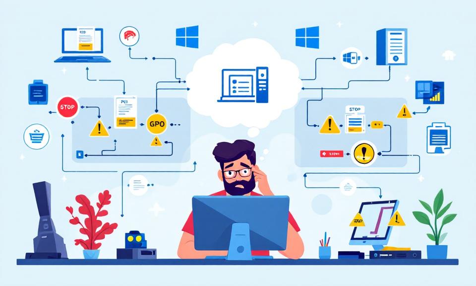 Confused admin troubleshooting GPO inheritance and blocking in Windows domain environment