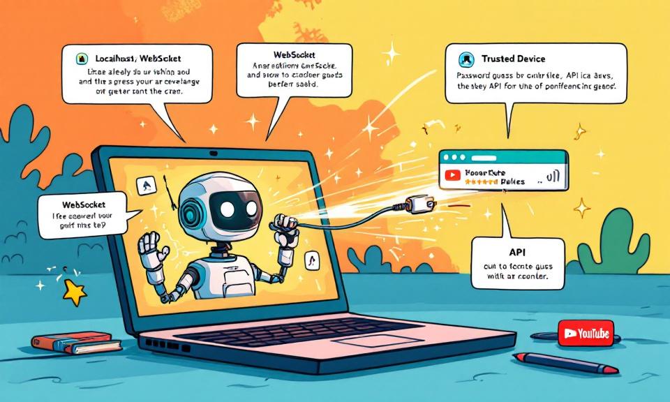 Developer laptop with AI agent under attack via WebSocket