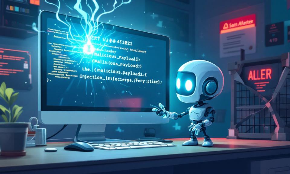 Cartoon AI agent interacting with shell prompt