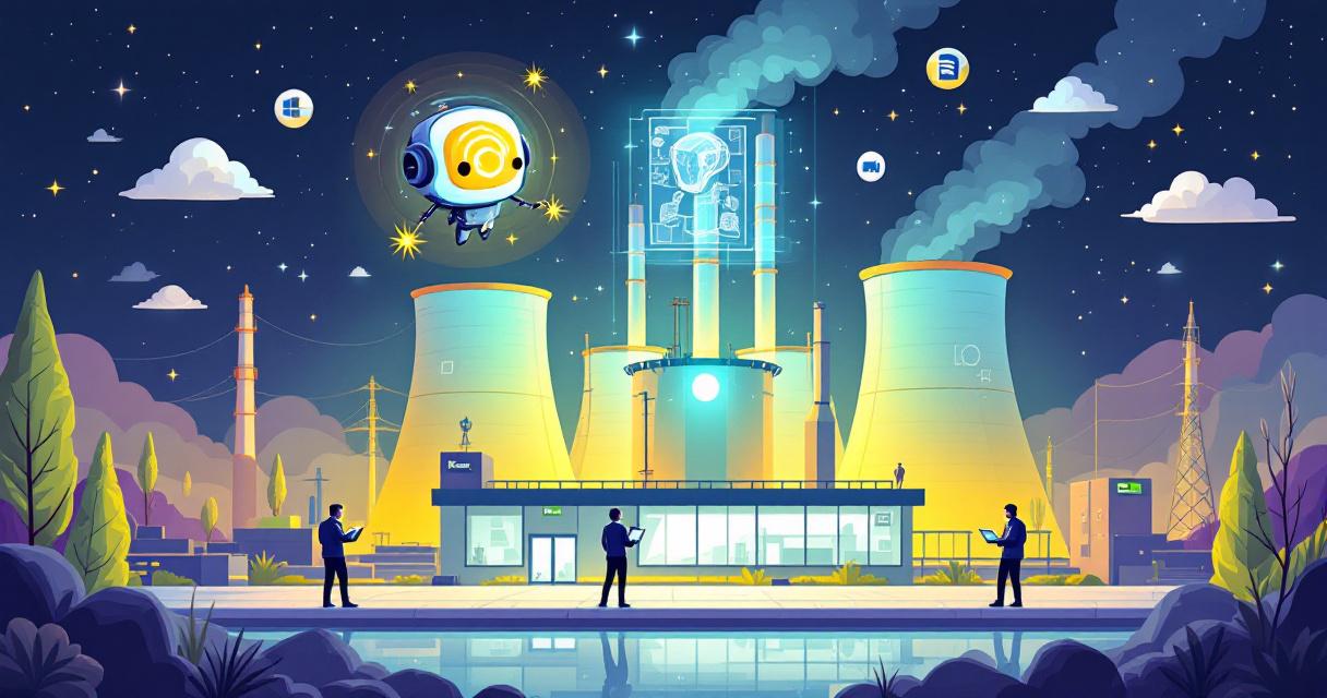 AI-powered nuclear plant illustration