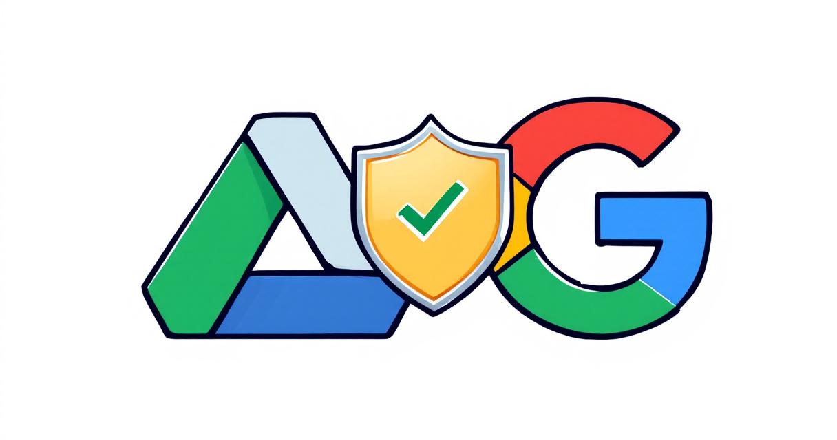 Google Drive and Google G logo with secure shield