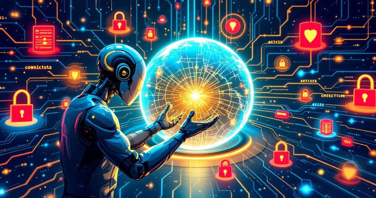 AI agent analyzing code across a networked globe