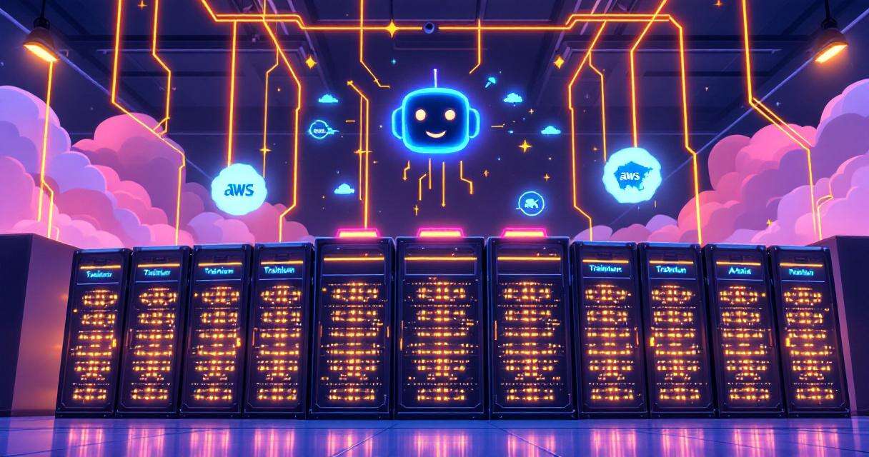 Anthropic and Amazon compute data center with Claude avatar