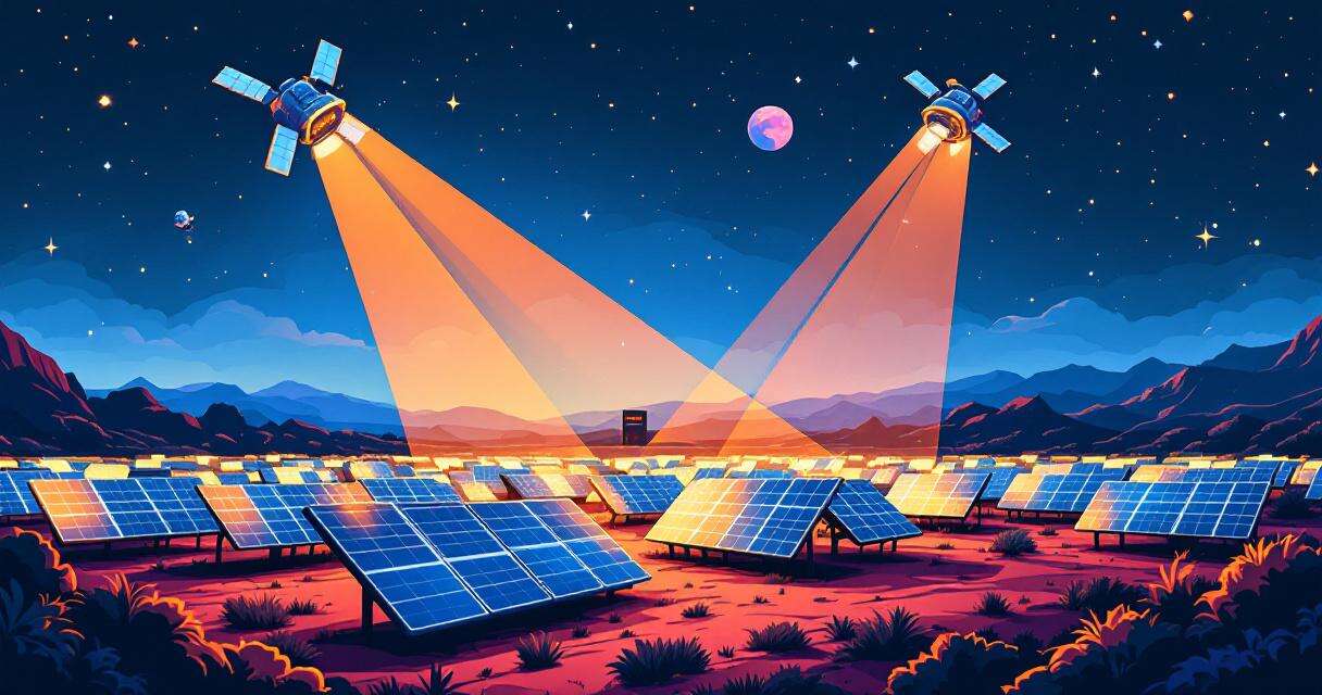 Satellites beaming infrared light to solar farms at night