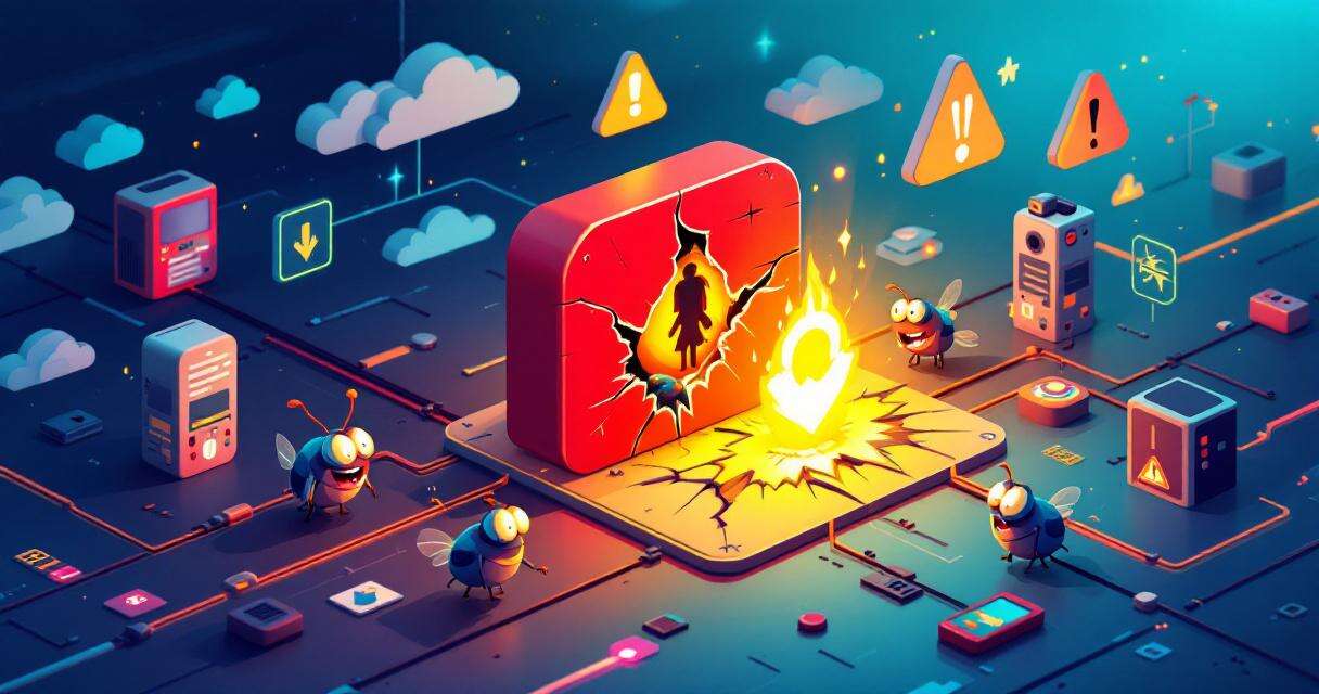 Cartoonish illustration of firewall breach and root takeover