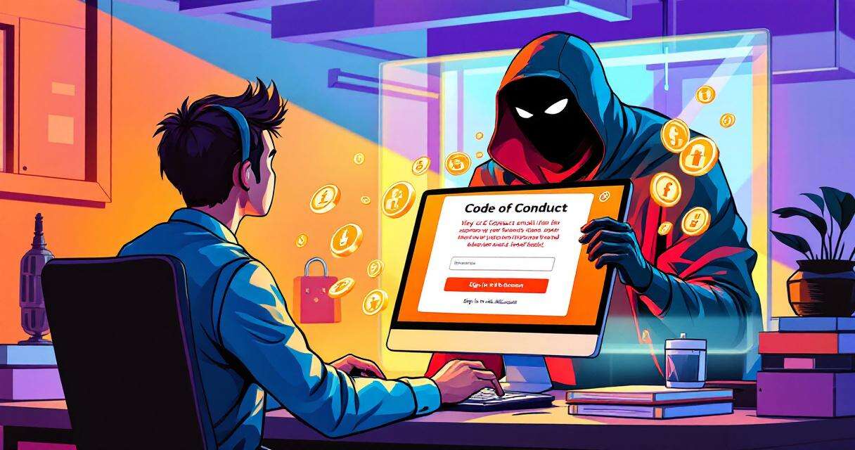 Illustration of office worker targeted by AiTM phishing