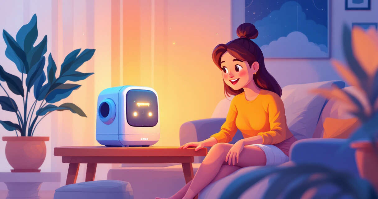 Friendly home AI appliance in living room