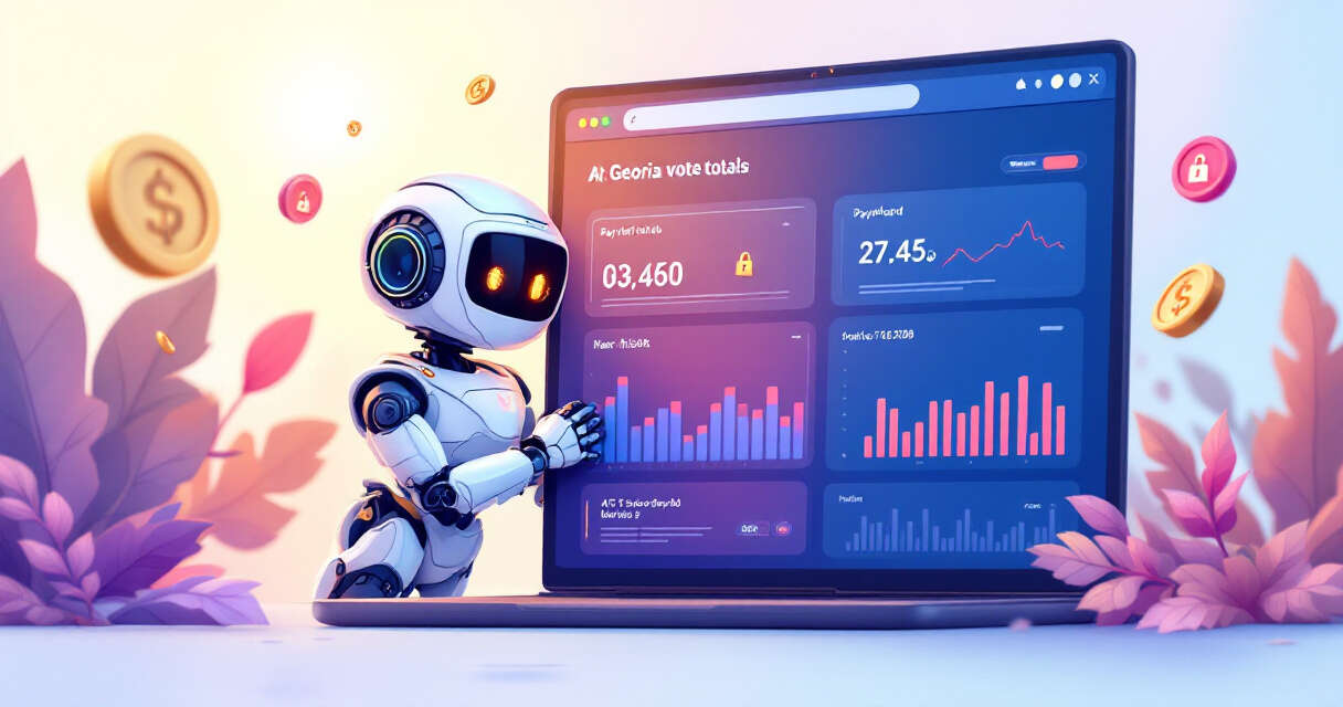 AI robot peeking through paywall on Georgia vote totals dashboard