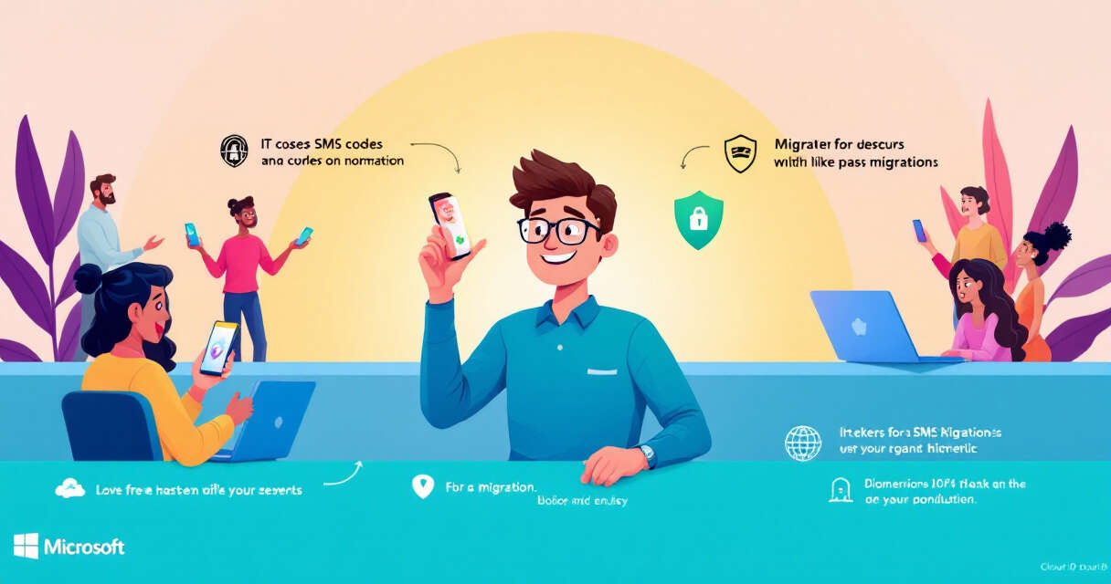 IT admin guiding users from SMS to passkeys