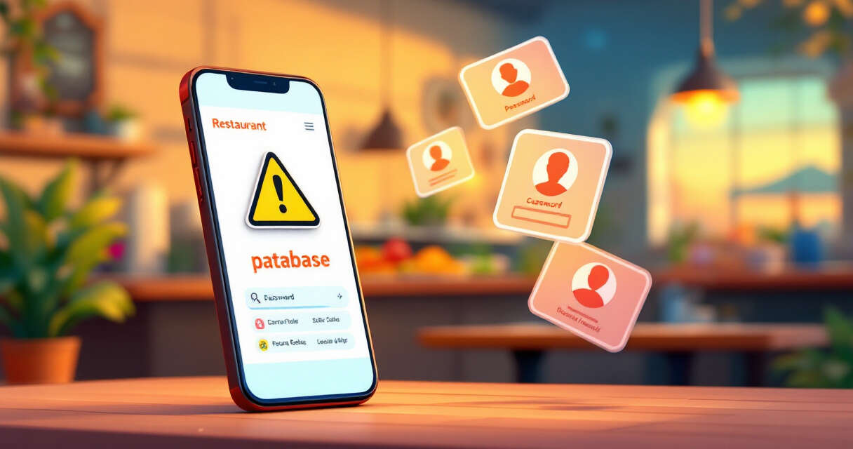 smartphone app warning and database exposure illustration