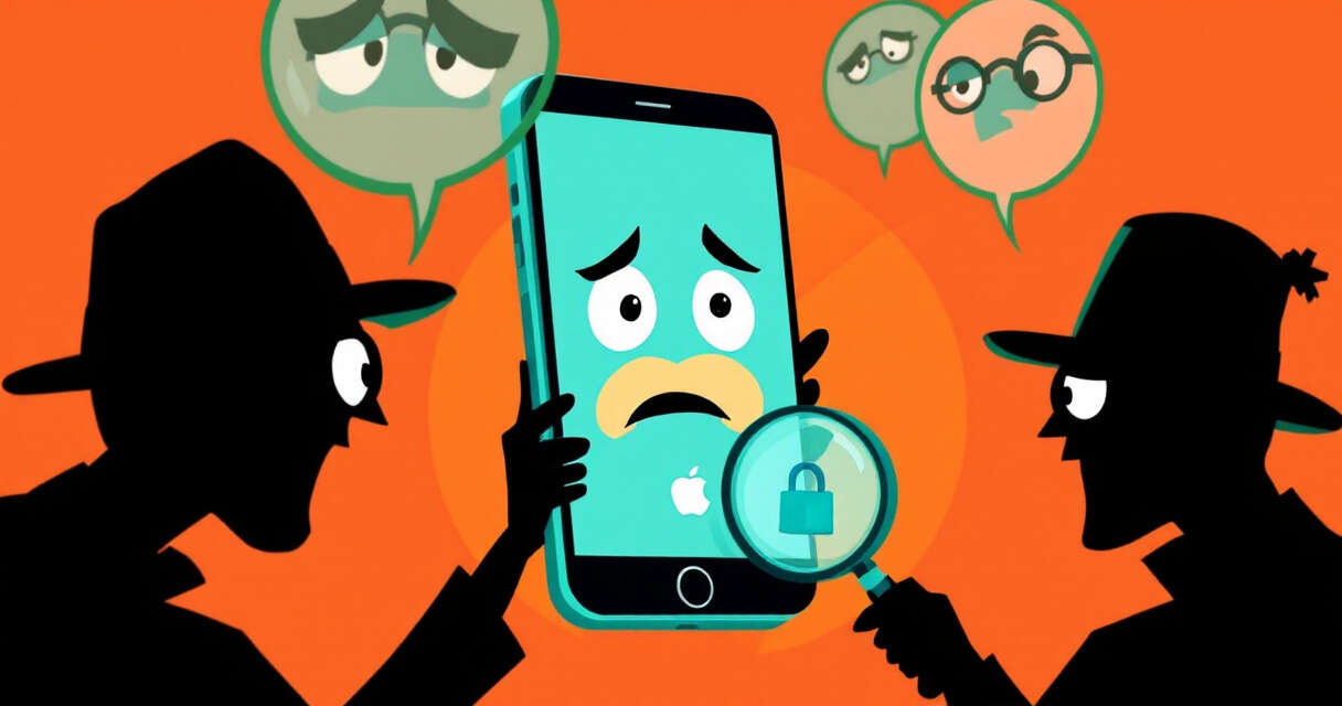 Illustration of iPhone under spyware surveillance